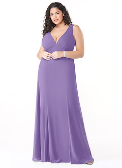 Azazie Christiana Bridesmaid Dresses Tahiti A-Line V-Neck Pleated Chiffon Dress image7