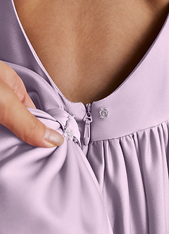 Azazie Bettie Flower Girl Dresses Frosted Lilac A-Line Bow Matte Satin Dress image6
