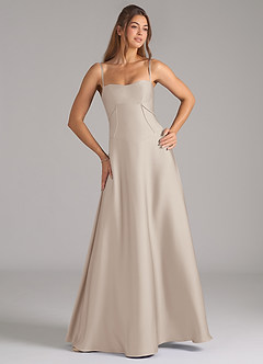 Azazie Valentine Robes de demoiselle d'honneur Robe Trapèze en Satin extensible Corset Givre image4