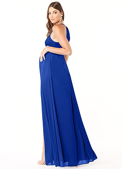 Azazie Annabelle vestidos de dama de honor de maternidad Vestido de Corte En A Cuello en V plisado Hasta el suelo Malla image5