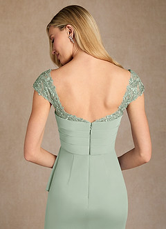 Azazie Belfast Mother of the Bride Dresses Dusty Sage Sheath Lace Mesh Dress image6