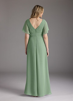 Azazie Alessa vestidos de madre de la novia Vestido de Matcha de Gasa de Corte En A con Cuello en V plisado image6