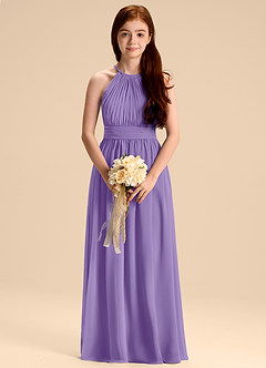 Azazie Malone Junior Vestido de Tahití de Gasa de Corte en A con Plisado image3