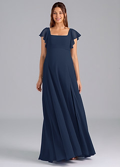 Azazie Bondi Maternity Bridesmaid Dresses A-Line Ruched Chiffon Floor-Length Dress image3