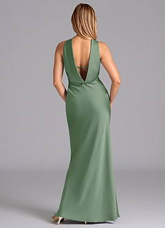Azazie Lusinda Bridesmaid Dresses Matcha Mermaid Strapless Stretch Satin Dress image7