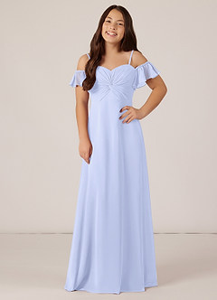 Azazie Juna Junior Robe Trapèze en Mousseline de soie Épaule décolletée Lavande image1