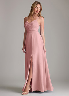 Azazie Terese Bridesmaid Dresses Dusty Rose A-Line Pleated Chiffon Dress image4