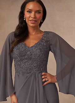 Azazie Perry Mother of the Bride Dresses Mermaid V-Neck Lace Chiffon Floor-Length Dress image6