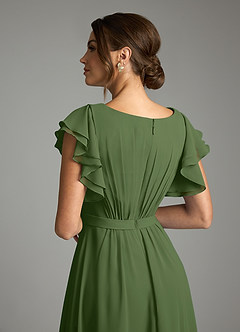 Azazie Daphne Modest Bridesmaid Dresses A-Line Ruffled Chiffon Floor-Length Dress image6