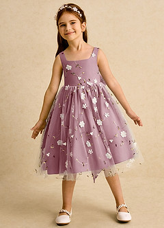 Azazie Bean Flower Girl Dresses Vintage Mauve Ball-Gown Sleeveless Tulle Dress image3