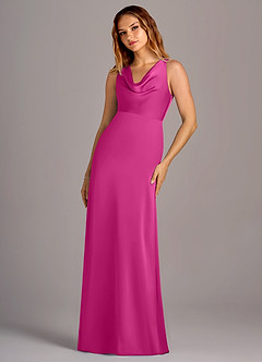 Azazie Wrenlee Jurken voor bruidsmeisjes Jurk van Stretch Satijn met A-Lijn Fuchsia image3