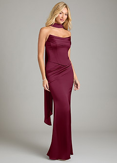 Azazie Sorrel Bridesmaid Dresses Mulberry Mermaid Strapless Stretch Satin Convertible Dress image8