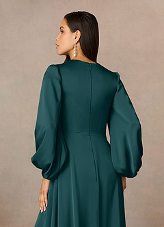 Azazie Luna vestidos de madre de la novia Vestido de Pino de Satén Elástico de Corte En A con Plisado image5