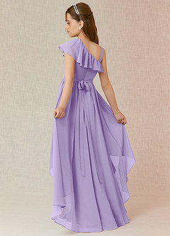Azazie Mango Junior A-Linie Gestreift Chiffon Kleid Flieder image2