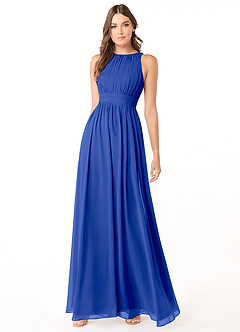 Azazie Luz Bridesmaid Dresses Royal Blue A-Line Lace Chiffon Dress image3