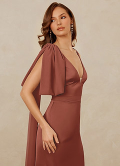 Christian Siriano Bridal for Azazie 1011 Bridesmaid Dresses Auburn Mermaid Bow Stretch Satin Dress image8