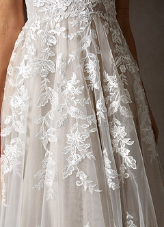 Azazie Sorella Wedding Dresses Diamond White A-Line V-Neck Sequins Tulle Dress image10