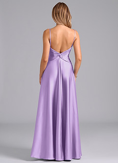 Azazie Elita Bridesmaid Dresses Lilac A-Line Pleated Stretch Satin Dress image5