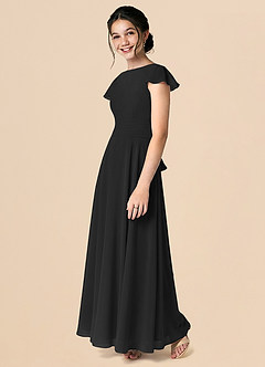 Azazie Payton Black A-Line Bow Chiffon Dress image5