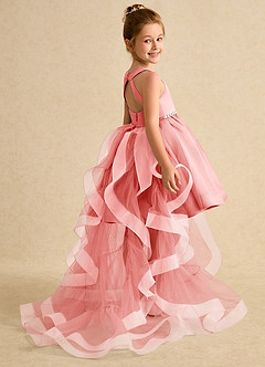 Azazie Julietta Blumenmädchenkleider Ballkleid Cabrio Tüll Kleid Koralle image6
