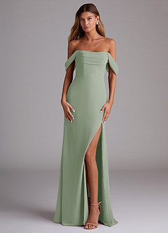Azazie Saige Bridesmaid Dresses Dusty Sage A-Line Off the Shoulder Chiffon Convertible Dress image1