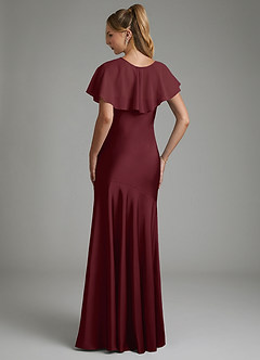 Azazie Carly Bridesmaid Dresses Cabernet Mermaid Pleated Stretch Satin Convertible Dress image6