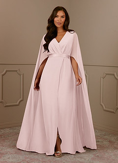 Azazie Isa Abiti per la Madre della Sposa Abito A-Line in Chiffon Plissettato con Scollo a V Rosa Rossore image1
