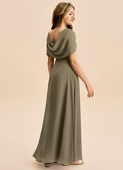 Azazie Emma Junior Linia A Pofałdowany Szyfon Długość podłogi Młodsza druhna Sukienka image6