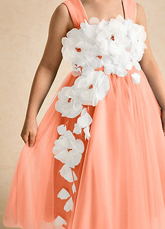 Azazie Dovey Flower Girl Dresses Sunset Ball-Gown Bow Tulle Dress image7