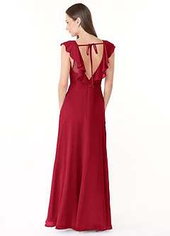 Azazie Yoko Bridesmaid Dresses Scarlet A-Line Ruched Chiffon Dress image2
