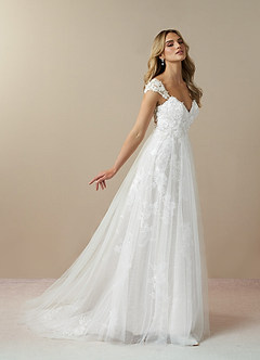 Azazie Moonstone Wedding Dresses Diamond White A-Line Sweetheart Sequins Tulle Dress image4