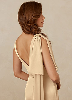 Christian Siriano Bridal for Azazie 1011 Bridesmaid Dresses Champagne Mermaid Bow Stretch Satin Dress image10