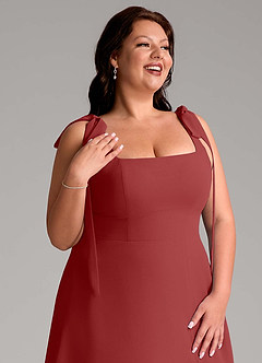 Azazie Debra Vestidos de damas de honor Vestido de Óxido de Gasa de Corte en A Convertible con Con bolsillos image16