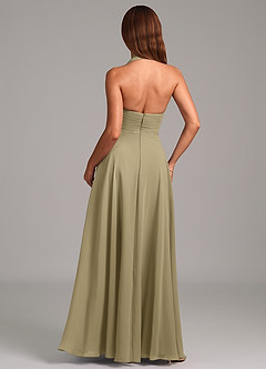 Azazie Elizabeth Jurken voor bruidsmeisjes Jurk van Chiffon met A-Lijn Geplooid Mosgroen image2