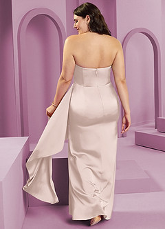Barbie ♥ Azazie Bridesmaid Dresses Blushing Pink Sheath Strapless Stretch Satin Convertible Dress image9