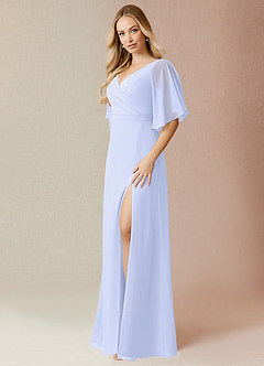 Azazie Cierra Bridesmaid Dresses Lavender A-Line V-Neck Chiffon Dress image3