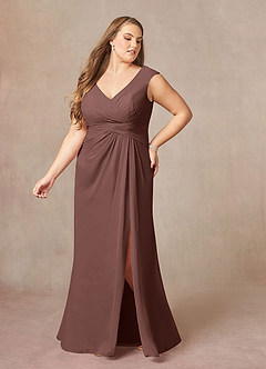 Azazie Sally Final Sale Black A-Line V-Neck Pleated Chiffon Dress image9