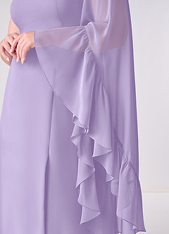 Barbie ♥ Azazie Bridesmaid Dresses Lilac A-Line Long Sleeve Chiffon Dress image10