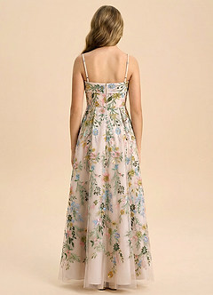 Azazie Evangeline Junior Formal Robe Trapèze en Dentelle brodée florale 3D Plissée Jardin Floral Rose image2