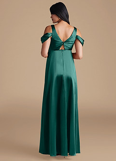 Azazie Rhea Maternity Bridesmaid Dresses A-Line Pleated Metallic Satin Floor-Length Dress image2