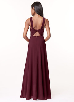 Azazie Brandie Bridesmaid Dresses Cabernet A-Line Pleated Stretch Chiffon Dress image2