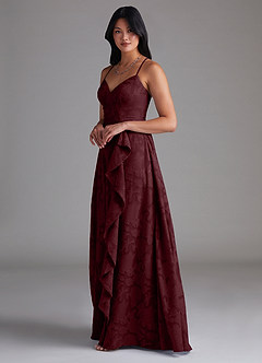 Azazie Naeem Vestidos de damas de honor Vestido de Cabernet de Devorado Floral de Corte en A image2