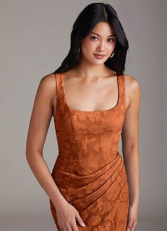 Azazie Mero Suknie dla druhen Osłona Pofałdowany Kwiatowe wypalenie Do ziemi Sukienka image6