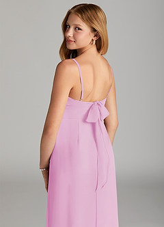 Azazie Mai Junior Vestido de Rosa Caramelo de Gasa de Recto con Plisado image6