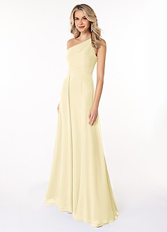 Azazie Dallas Bridesmaid Dresses Lemon Sorbet A-Line One Shoulder Chiffon Dress image1