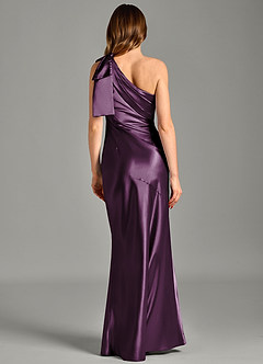 Azazie Yuanna Brautjungfernkleider Meerjungfrau-Linie One-Shoulder Metallischer Satin Kleid Pflaume image6
