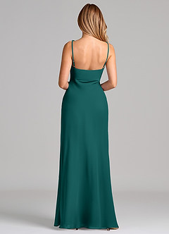 Azazie Tianna Final Sale Peacock Sheath Chiffon Dress image2