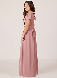 Azazie Peony Junior Dusty Rose A-Line Pleated Chiffon Dress image5
