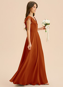 Azazie Anysa Junior Robe Trapèze en Mousseline de soie Rayé Paprika image4