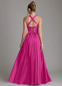 Azazie Francis Bridesmaid Dresses Fuchsia A-Line Corset Stretch Satin Dress image2